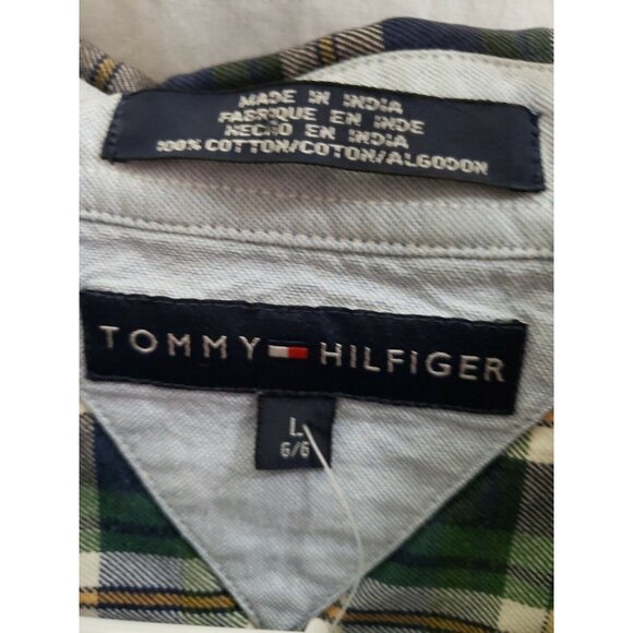 Upcycled Acid Washed Distressed Acid Dyed Tommy Hilfiger Flannel Shirt  Size L - Picture 2 of 6